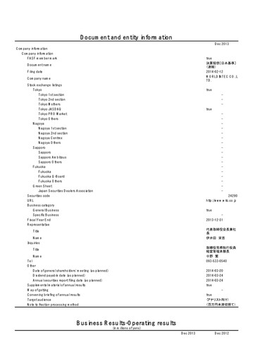 Thumbnail I'LL inc. Financial Statement fy2013