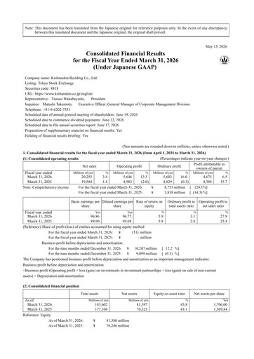 Vorschaubild Keihanshin Building Finanzmitteilung fy2026