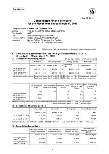 Thumbnail Chiyoda Corporation Financial Statement fy2014