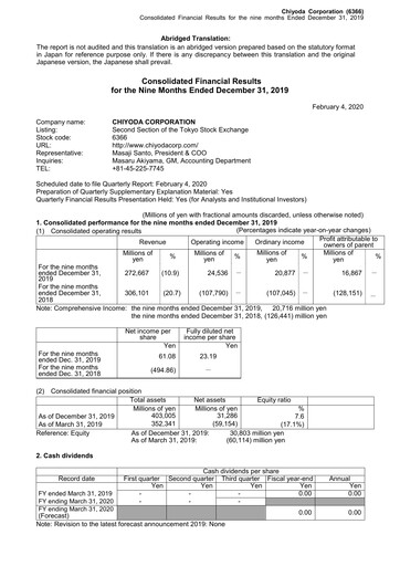 Thumbnail Chiyoda Corporation Quarterly Report 2019-q3