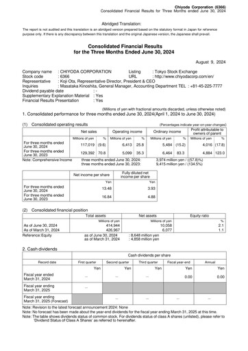 Thumbnail Chiyoda Corporation Quarterly Report 2024-q1