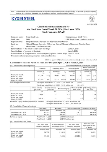 Miniature Kyoei Steel Bilan financier fy2026