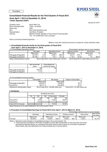 Thumbnail Kyoei Steel Quarterly Report 2015-q3