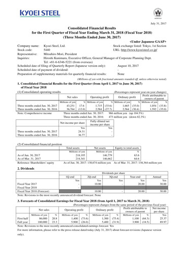 Thumbnail Kyoei Steel Quarterly Report 2018-q1
