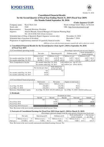 Thumbnail Kyoei Steel Quarterly Report 2019-q2