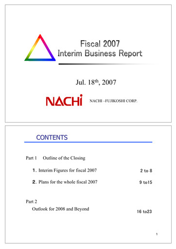 Thumbnail Nachi-Fujikoshi Half-year Report 2007-h1