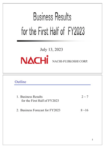Thumbnail Nachi-Fujikoshi Half-year Report 2023-h1