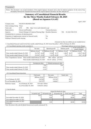 Thumbnail Nachi-Fujikoshi Quarterly Report 2025-q1