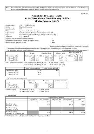 Thumbnail Nachi-Fujikoshi Quarterly Report 2026-q1