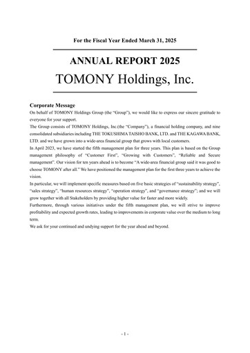 Thumbnail TOMONY Holdings Annual Report 2025