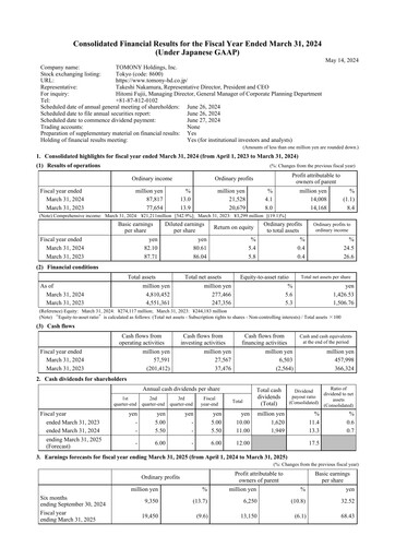 Thumbnail TOMONY Holdings Financial Statement fy2024