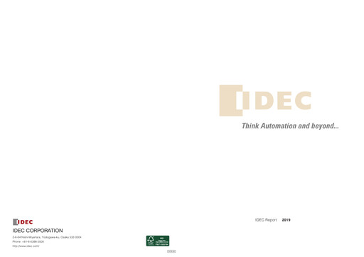 Thumbnail IDEC Corporation Annual Report fy2019
