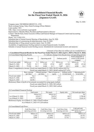 Miniature Nichireki Group Bilan financier fy2026