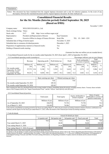 Miniature  Wellneo Sugar Rapport semestriel 2026-h1