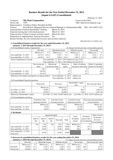 Thumbnail The Pack Corporation Financial Statement 2013