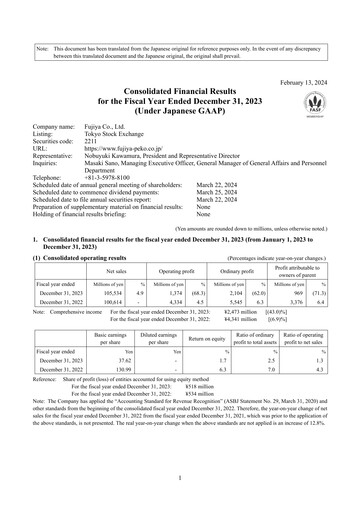 Vorschaubild Fujiya Co., Ltd. Finanzmitteilung 2023
