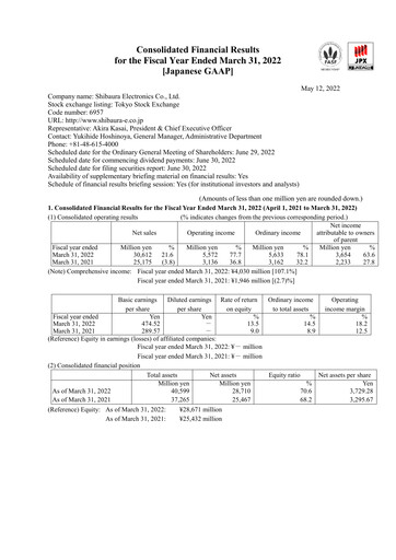 Thumbnail Shibaura Electronics Financial Statement fy2022