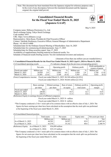 Thumbnail Shibaura Electronics Financial Statement fy2025