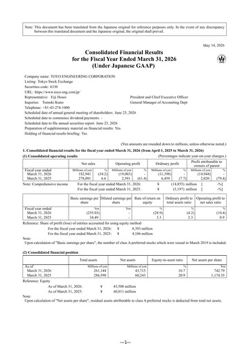 Thumbnail Toyo Engineering Corporation Financial Report 2026