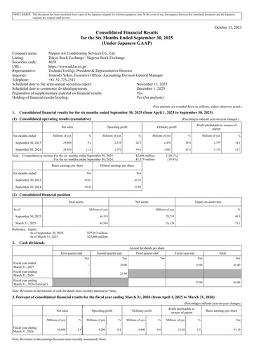 Vorschaubild Nippon Air conditioning Services Halbjahresbericht fy2026-h1