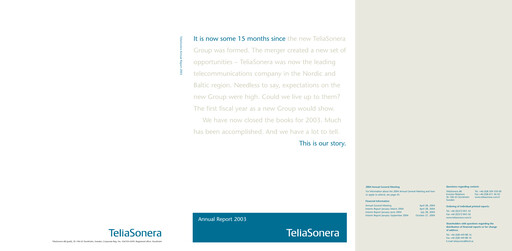 Miniature Telia Company Rapport annuel 2003