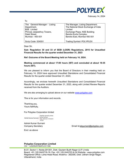Vorschaubild Polyplex Quartalsbericht 2023-q3
