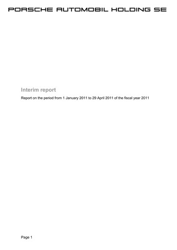Thumbnail Porsche SE Quarterly Report 2011-q1