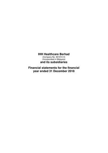 Miniature IHH Healthcare
 Bilan financier 2018