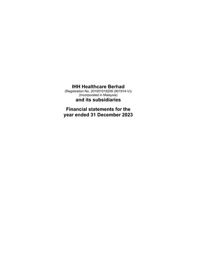 Miniature IHH Healthcare
 Bilan financier 2023