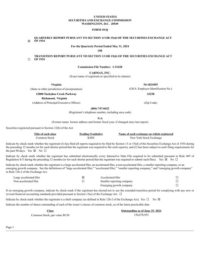 Thumbnail CarMax
 Quarterly Report fy2025-q1