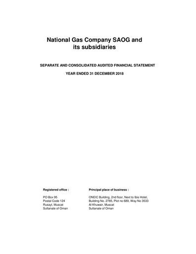 Thumbnail National Gas Company SAOG Financial Statement 2018