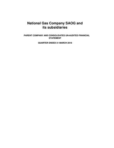 Thumbnail National Gas Company SAOG Quarterly Report 2018-q1