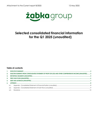 Miniature Zabka Group Rapport trimestriel 2025-q1