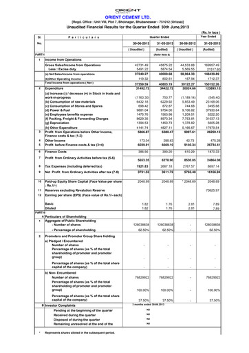 Thumbnail Orient Cement
 Quarterly Report 2013-q1