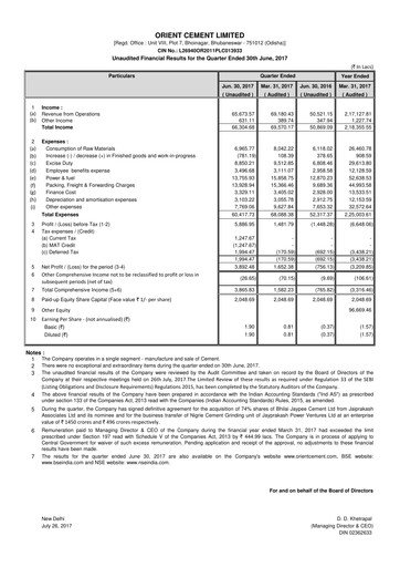 Thumbnail Orient Cement
 Quarterly Report 2017-q1