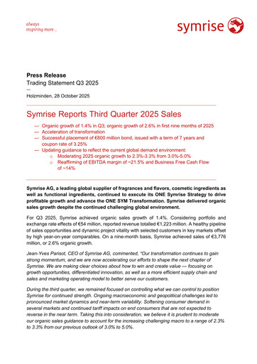 Thumbnail Symrise Quarterly Report 2025-q3
