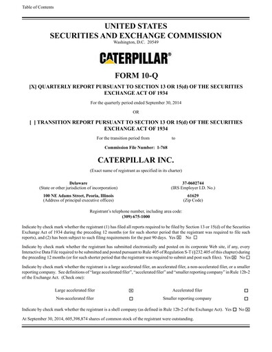 Thumbnail Caterpillar Quarterly Report 2014-q3