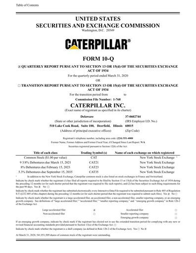 Thumbnail Caterpillar Quarterly Report 2020-q1