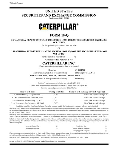 Thumbnail Caterpillar Quarterly Report 2020-q2