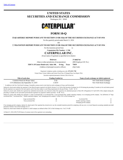 Thumbnail Caterpillar Quarterly Report 2024-q1