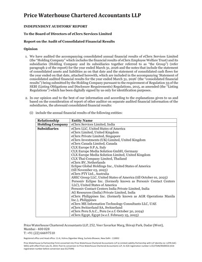 Thumbnail eClerx Services Financial Report 2025-2026