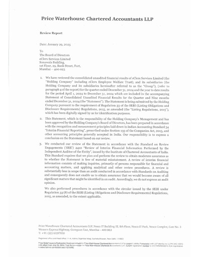 Thumbnail eClerx Services Quarterly Report 2024-q3