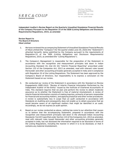 Thumbnail Hikal Quarterly Report 2027-q1