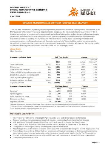 Thumbnail Imperial Brands
 Half-year Report 2019-h1