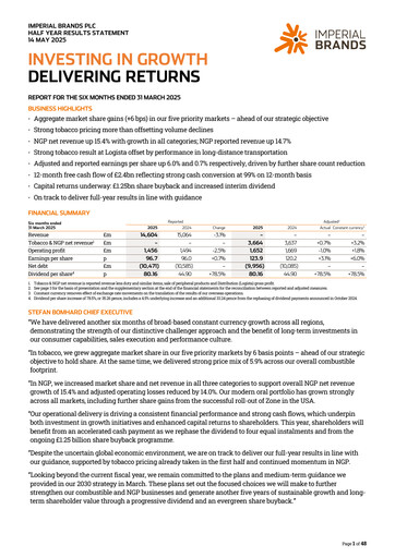 Thumbnail Imperial Brands
 Half-year Report 2025-h1