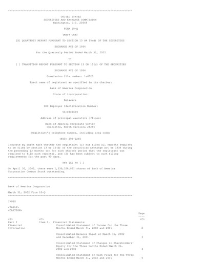 Thumbnail Bank of America  Quarterly Report 2002-q1