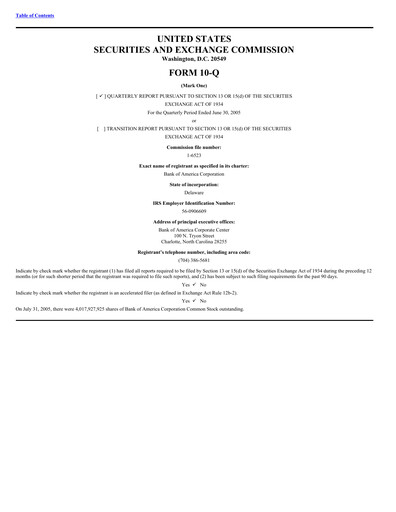 Thumbnail Bank of America  Quarterly Report 2005-q2