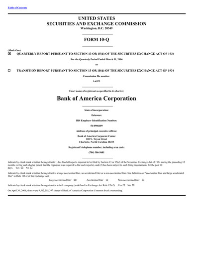 Thumbnail Bank of America  Quarterly Report 2006-q1