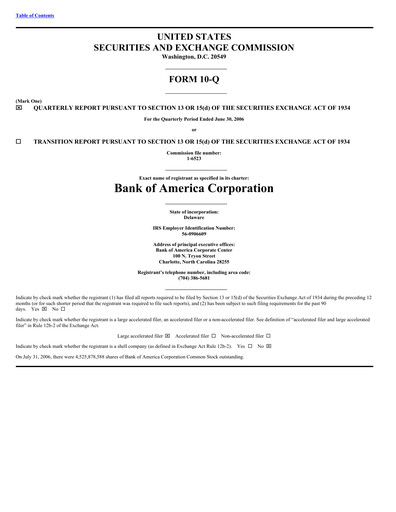 Thumbnail Bank of America  Quarterly Report 2006-q2