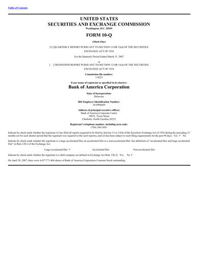 Thumbnail Bank of America  Quarterly Report 2007-q1